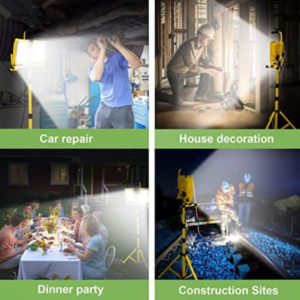 72 in. Dual-Head 25000 Lumen LED Stand Up Work Light, 120 Volt Corded Electric, Adjustable Tripod, Tool Only