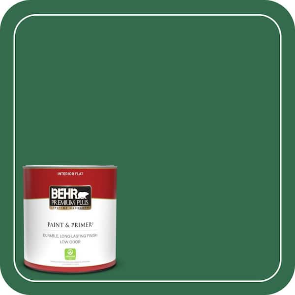 BEHR PREMIUM PLUS 1 qt. #S-H-460 Chopped Chive Flat Low Odor Interior Paint & Primer