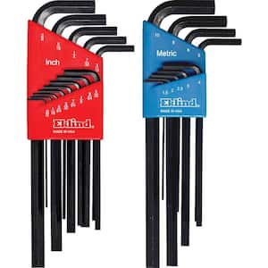 Combination Hex-L Key Set Sizes 0.050 in. to 3/8 in. and Size 1.5 mm to 10 mm (22-Piece)