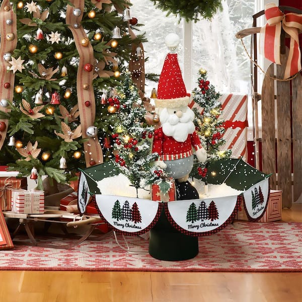 LuxenHome 31.49 in. H Animated Musical Snowing Christmas Trees and