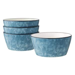 ColorKraft Essence Azurite 6 in., 25 fl. oz. Blue Stoneware Cereal Bowls (Set of 4)
