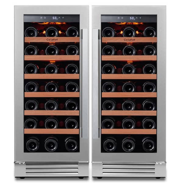Ca'Lefort 30 in. Dual Zone Cellar Cooling Unit 66-Bottles Wine Cooler Built- in Side-by-Side Refrigerators Frost-Free in Black