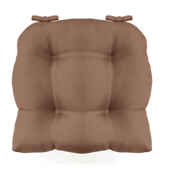 Creative Home Ideas Madison 16 in. x 16 in. Taupe Woven Cushioned Chair Paid with Ties