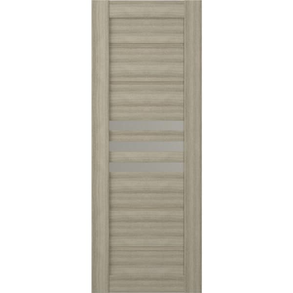 Dome 18 in. x 80 in. No Bore Solid Core 3-Lite Frosted Glass Shambor Wood Composite Interior Door Slab