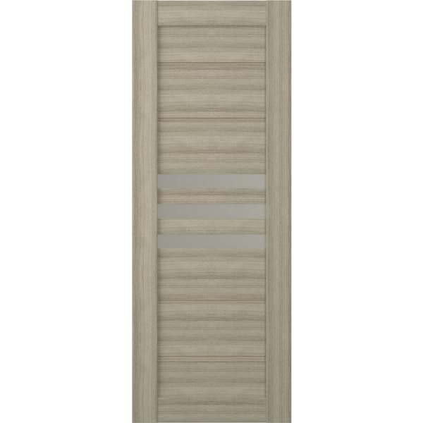 Dome 24 in. x 80 in. No Bore Solid Core 3-Lite Frosted Glass Shambor Wood Composite Interior Door Slab