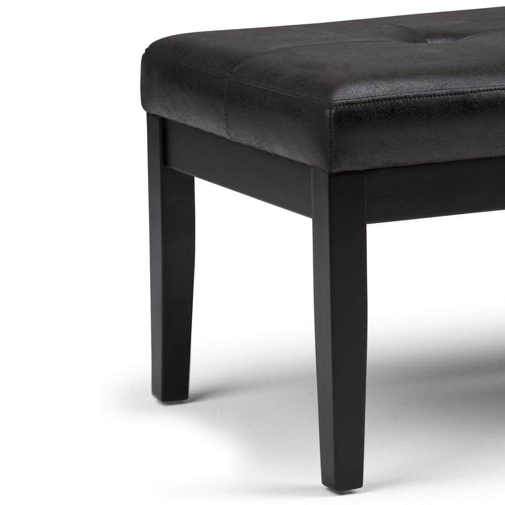 Slate Gray Tufted Rectangular Bench Ottoman