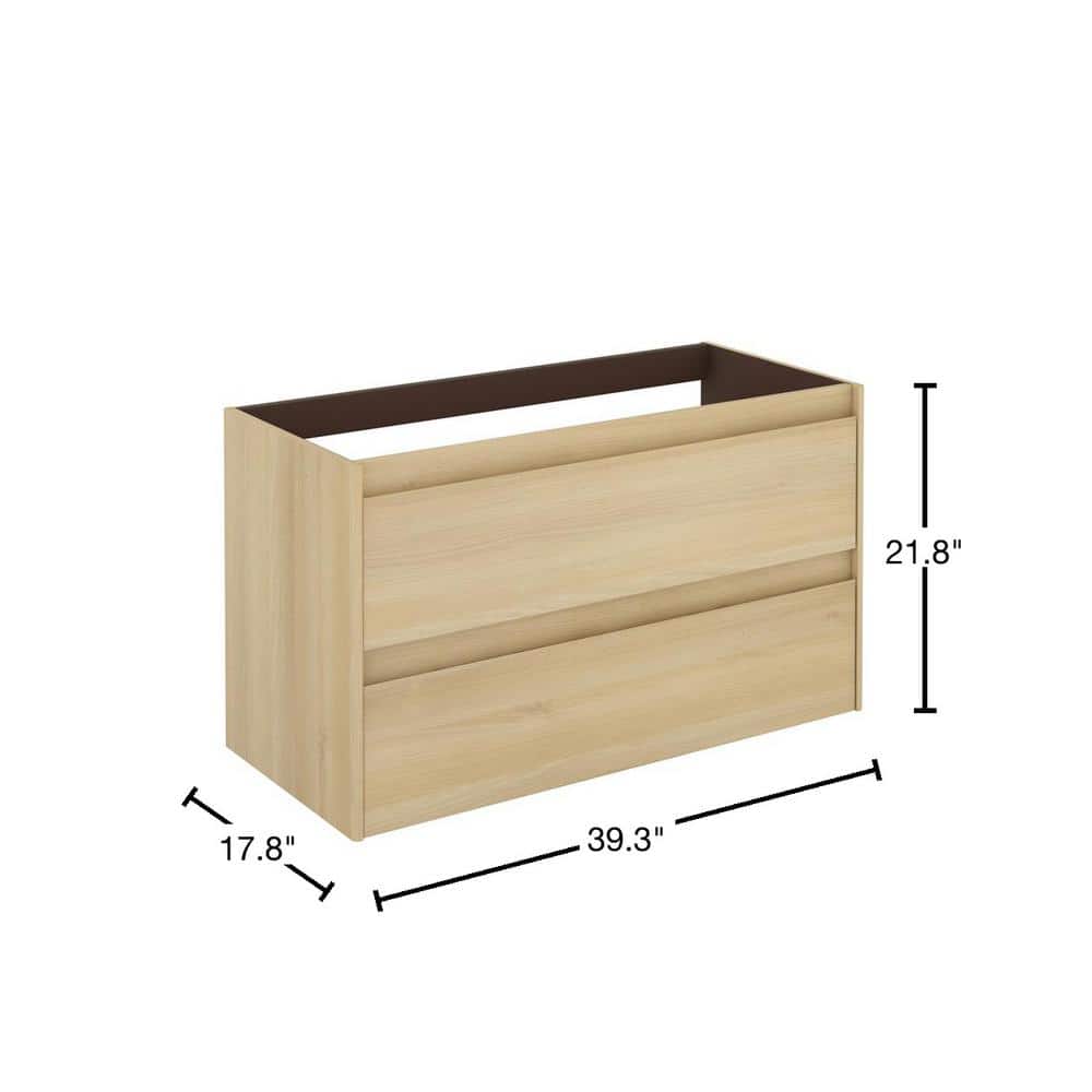 Nordic Oak 39.3" Wall Mounted Single Bathroom Vanity Base