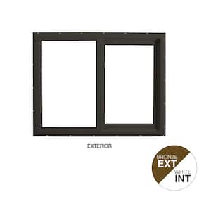 47.5 in. x 35.5 in. Select Series Vinyl Horizontal Sliding Left Hand Bronze Window with White Int, HP2+ Glass and Screen