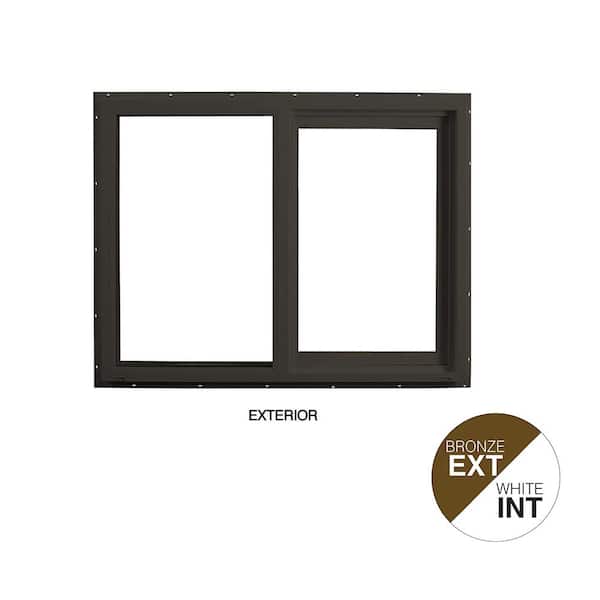 Ply Gem 47.5 in. x 35.5 in. Select Series Vinyl Horizontal Sliding Left Hand Bronze Window with White Int, HP2+ Glass and Screen