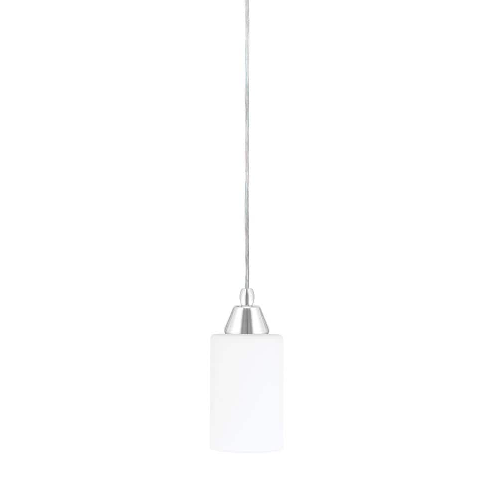 Bryson 7 in. 1-Light Chrome Cord Pendant Light with 4 in. White Muslin Glas