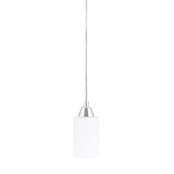 Unbranded Bryson 7 in. 1-Light Chrome Cord Pendant Light with 4 in. White Muslin Glass Shade, no bulb included