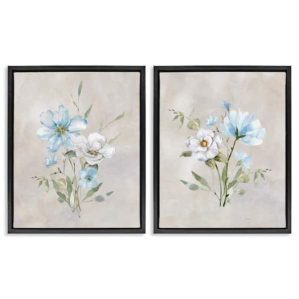 Stupell Industries Delicate Flower Tendrils by Livi Finn 2-Pieces Black Floater Frame Nature Graphic Art Print 21 in. x 17 in.