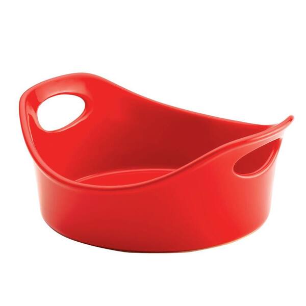 Rachael Ray Stoneware 2 qt. Round Open Baker in Red