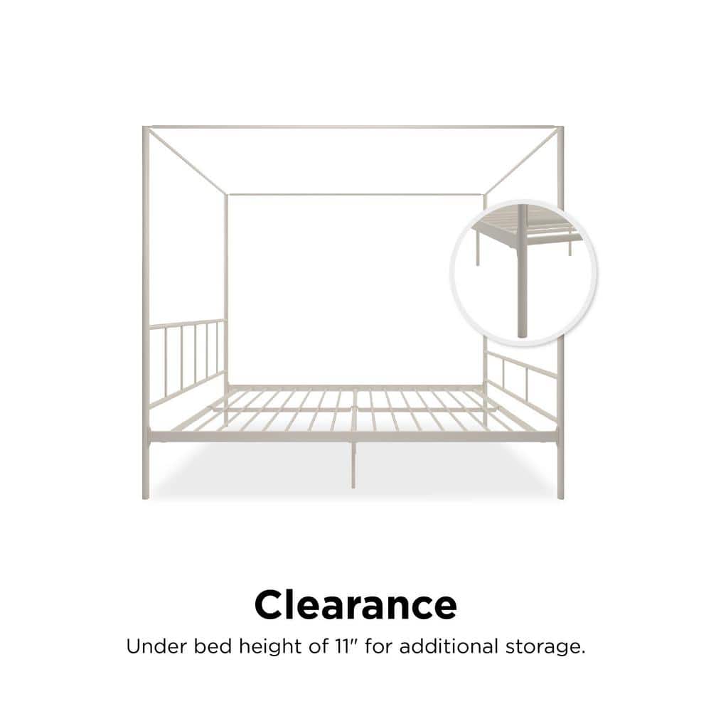 Marion Queen White Metal Canopy Platform Bed with Headboard