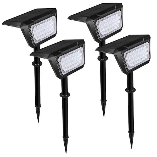 400 Lumens 3000K Black Integrated LED Weather Resistant Outdoor Solar Path Lights (4-Pack)