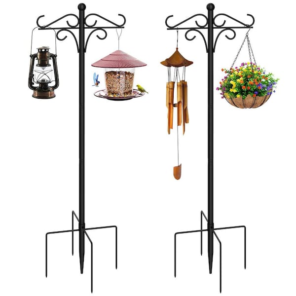 Unbranded Shepherd Hooks 2 Pack 108" Bird Feeder Pole with 5 Prongs Base