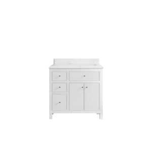 Sonoma 36 in. W x 22 in. D x 36 in. H Right Offset Sink Bath Vanity in White with 1.5" Empira Quartz Top