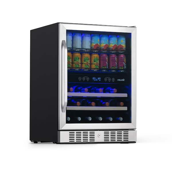 NewAir Premium 24 in. Dual Zone 20 Wine Bottles and 70 Cans Beverage and Wine Cooler w/ Customizable Shelves in Stainless Steel