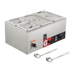 17.8 qt /17L 4-Pan Electric Food Warmer Buffet Server, 1200W Steam Table Bain Marie in Stainless Steel