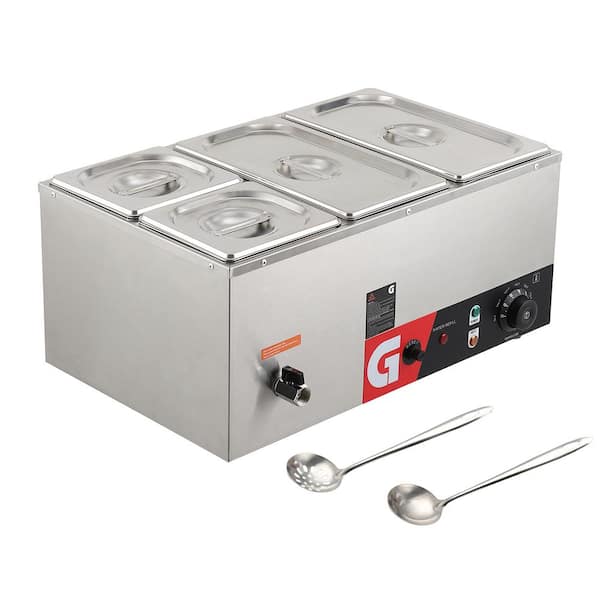 Garvee 17.8 qt /17L 4-Pan Electric Food Warmer Buffet Server, 1200W Steam Table Bain Marie in Stainless Steel