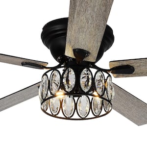 Bellina 52 in. Indoor Black Ceiling Fans with Light Kit and Remote Control Included