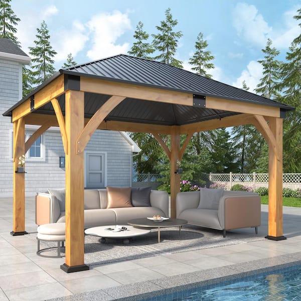 COVERONICS 11 ft. x 13 ft. Outdoor Spruce Wood Frame Gazebo