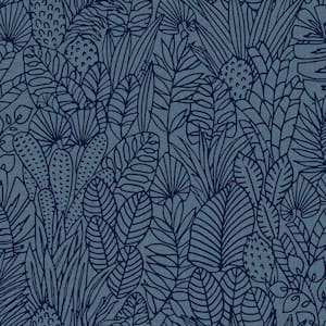 28.18 sq. ft. Tropical Leaves Sketch Peel and Stick Wallpaper
