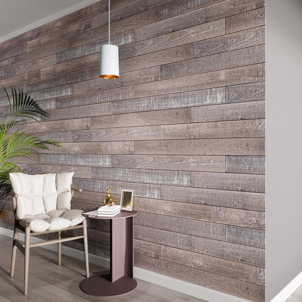 Antique Distressed Poplar Barn Wood Wall Planks 4 ft. 6-Pack