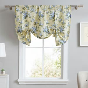 Cassidy 50 in. L x 25 in. W Floral Cotton Tie Up Valance in Yellow
