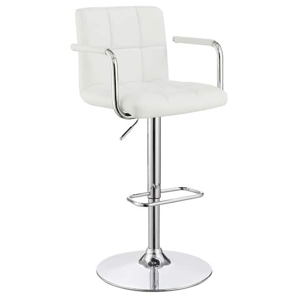Coaster Adjustable Bar Stool White and Chrome