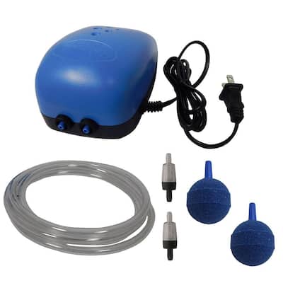 0.005 HP Dual Valve Air Pump Kit with Two 2 in. Air Stone and Check Valves