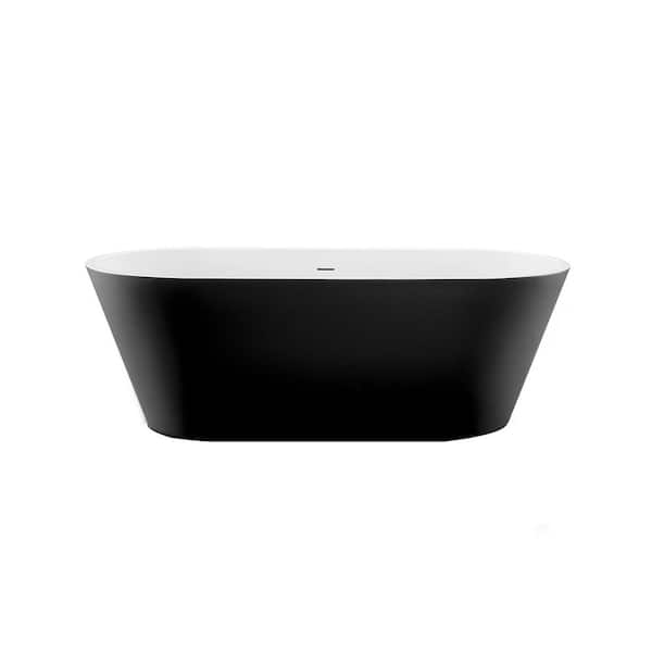 Aldine 59.06 in. x 29.53 in. Soaking Bathtub in Black/Matte