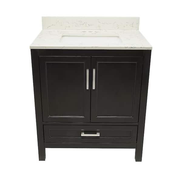 Ella Nevado 31 in. W x 22 in. D x 36 in. H Bath Vanity in Espresso with Quartz Stone Lyra White Top with White Basin