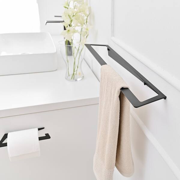 BWE 4-Piece Bath Hardware Set with Towel Bar Hand Towel Holder Toilet Paper Holder  Towel Hook Modern Square in Matte Black A-91066-B - The Home Depot