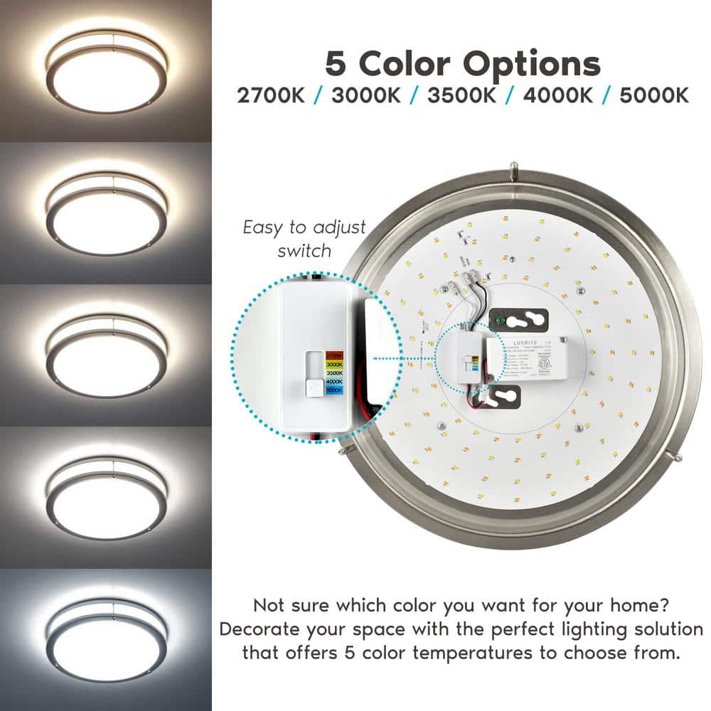 14 Inch Chrome LED Flush Mount Ceiling Light with Color Selectable
