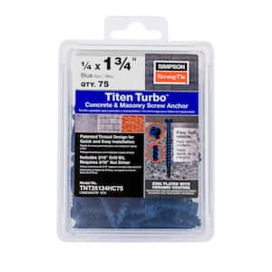 Titen Turbo 1/4 in. x 1-3/4 in. Hex-Head Concrete and Masonry Screw, Blue (75-Pack)
