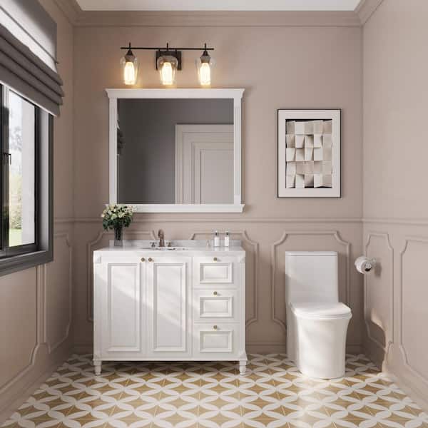 1-Piece 1.1/1.6 GPF Dual Flush Elongated Toilet Map 1000g in White Comfortable Height, Soft Close Seat Included