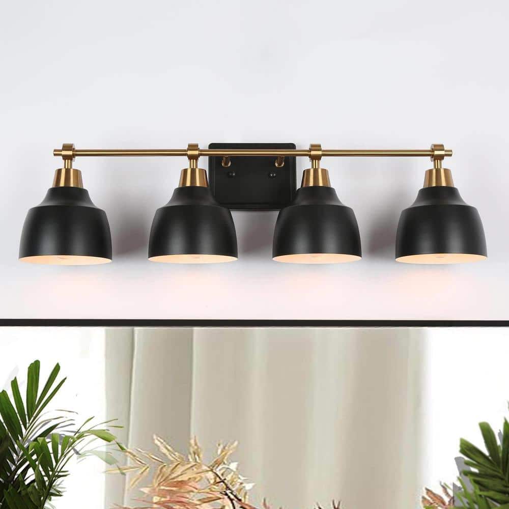 LNC Modern Bathroom Vanity Light 29 in. 4 Light Black Vintage Wall