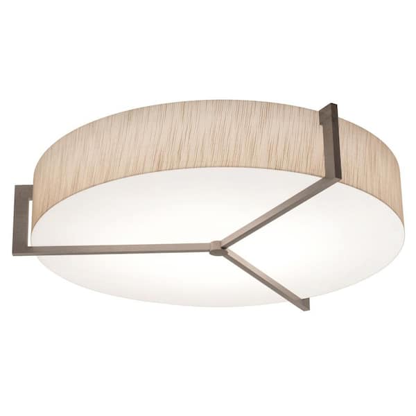 Apex 19 in. 3-Light Weathered Grey, Jute Flush Mount