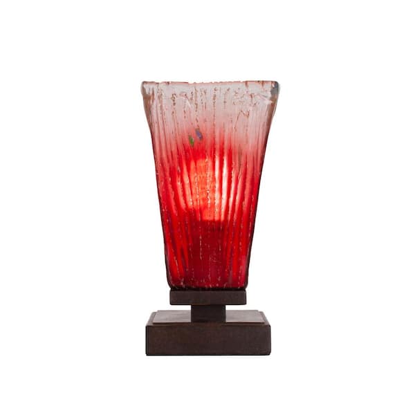 Unbranded Quincy 8.75 in. Dark Granite Accent Lamp with Glass Shade