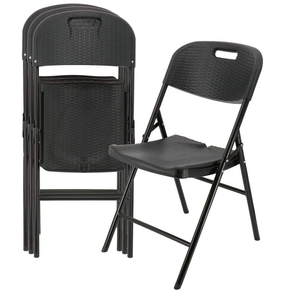 4 Piece Indoor and Outdoor Rattan/Wicker Folding Kitchen Prep Table Chair i