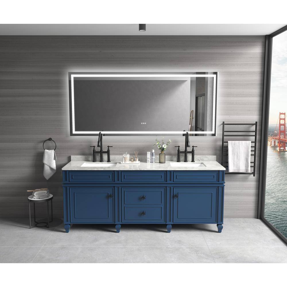 Oversized Frameless LED Backlit and Front Light Vanity Mirror