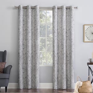 Kenji Medallion Draft Shield Fleece Insulated Gray 40 in. W x 96 in. L Grommet Room Darkening Curtain (Single Panel)
