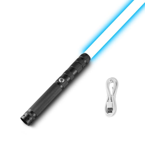 Dueling Lightsaber with Rechargeable Light Up Sword, 14 RGB Colors FX Sound, Realistic Handle for Adults and Kids, Black