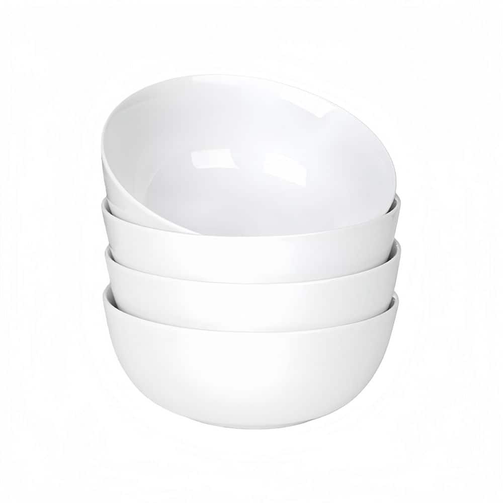 20 fl. oz. White Ceramic 6 in. Soup Bowls, Cereal Bowls Kitchen Bowl for Salad, Pasta Microwave Dishwasher Safe Set of 4 price history on PriceWatchPro