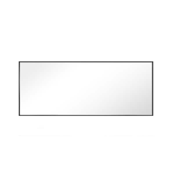 55 in. W x 22 in. H Large Rectangular Aluminum Framed Wall Mounted Bathroom Vanity Mirror in Black