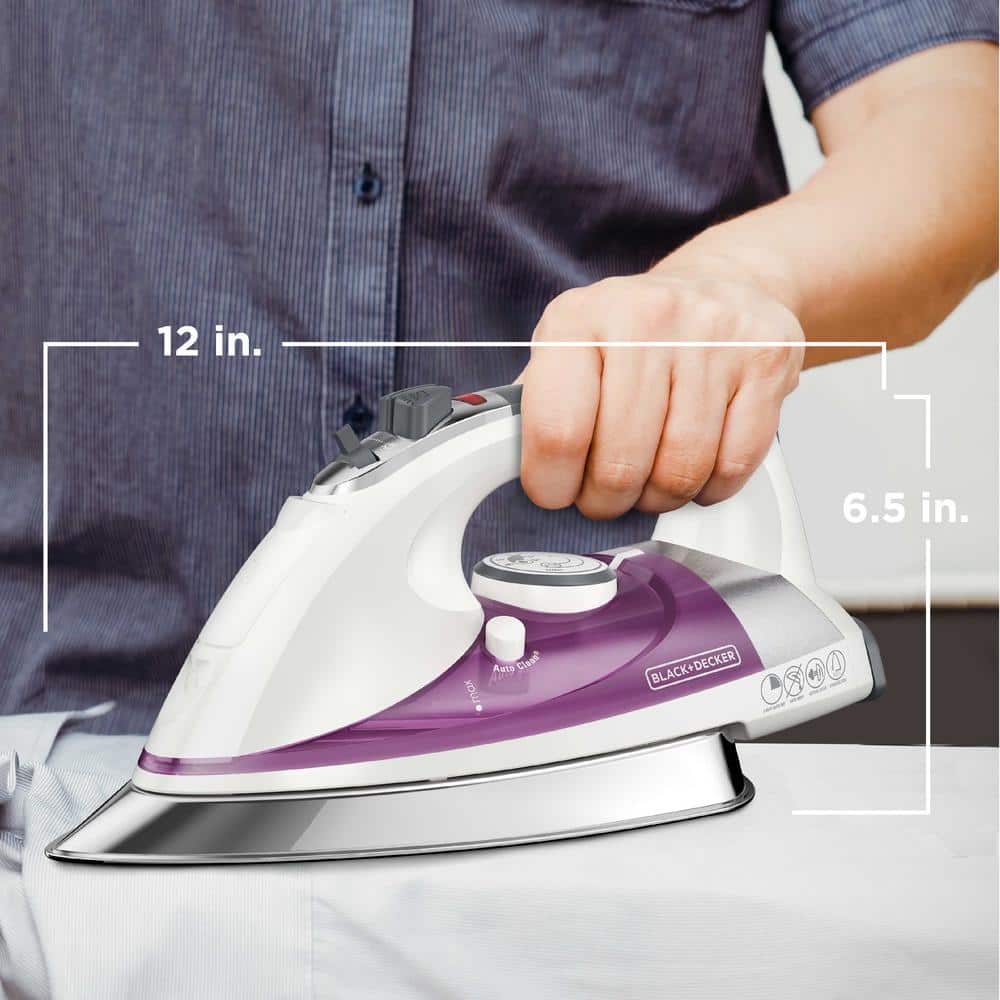 White and Purple Professional Steam Iron with Stainless Steel Soleplate