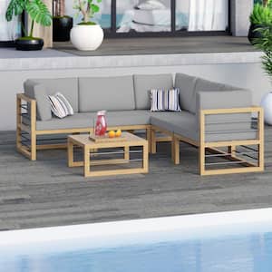 6-Piece Aluminum Outdoor Conversation Set with Gray Cushions