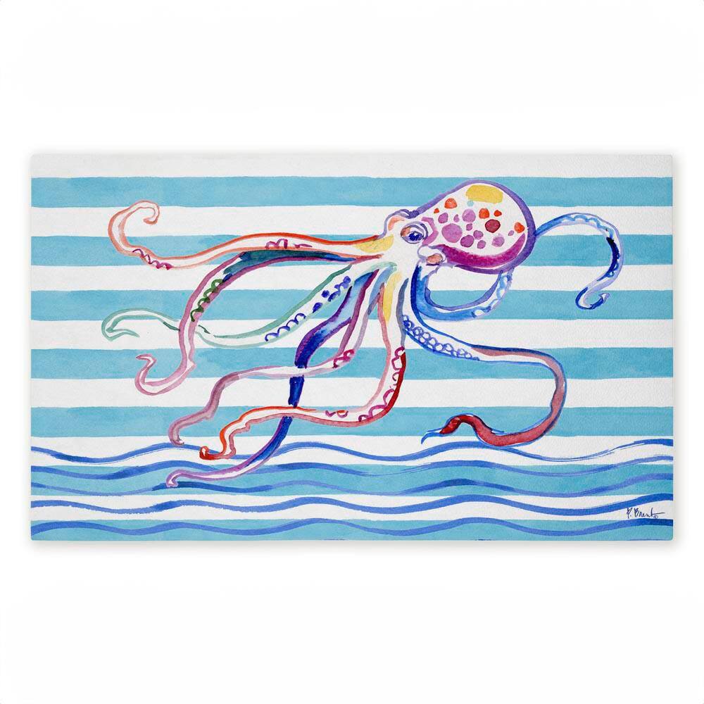 Brushstroke Octopus on Stripes Blue 18 in. x 30 in. Polyester Non-Slip Outdoor Door Mat price history on PriceWatchPro