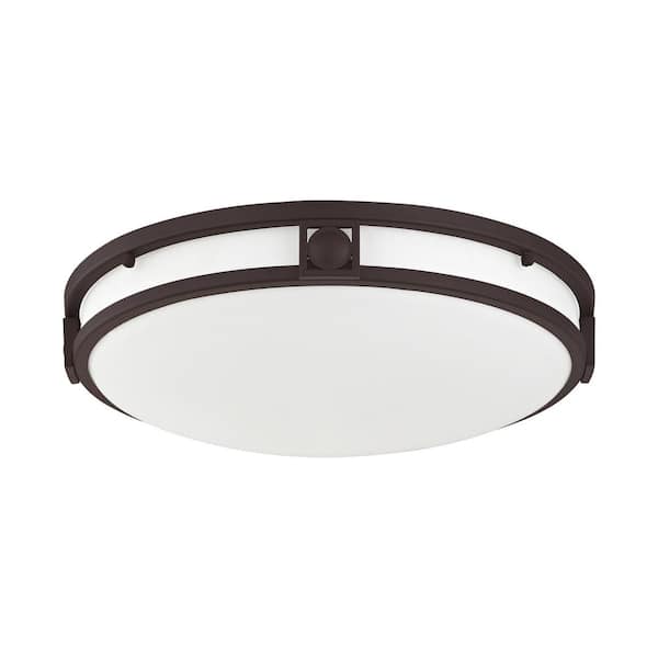 AVIANCE LIGHTING Thornwood 16 in. 3-Light Bronze Flush Mount with Satin Opal White Glass